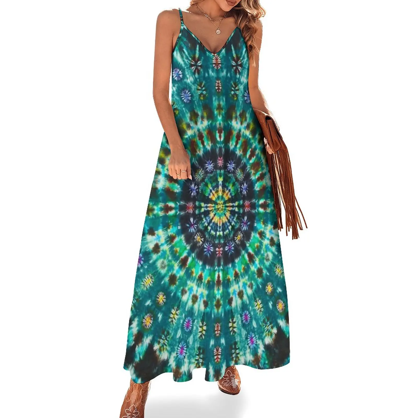 

New Retro 60's Hippie Tie Dye Sleeveless Dress summer dresses women 2023