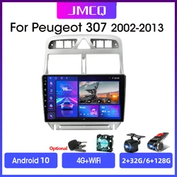 Jmcq 9 "android 10 2din 4g net + wifi dsp rádio do carro reprodutor de vídeo multimídia para peugeot 307 2002 2013 navegação gps 2 din carplay