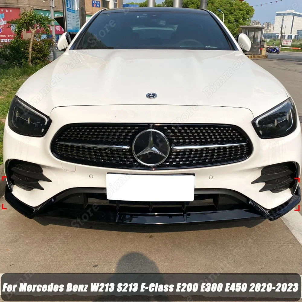 

Для Mercedes Benz W213 S213 E-Class E200 E300 E450 2020 2021 2022 2023, передний бампер, блеск для губ, черный спойлер, Аксессуары для кузова