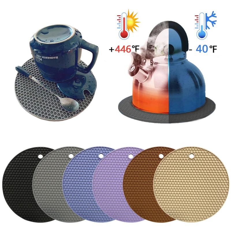 Induction cook Pot Mats Round Heat Resistant Silicone Mat Non-slip Pot  Holder Silicone Trivet Hot Pads For Kitchen Accessories - AliExpress