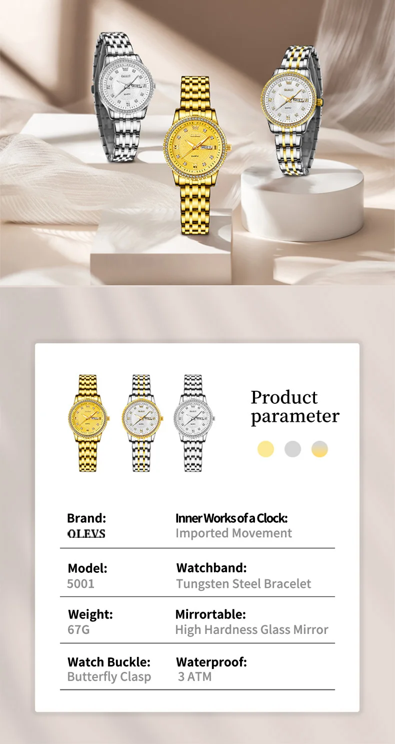 ساعة يد كوارتز مقاومة للماء من الفولاذ المقاوم للص...