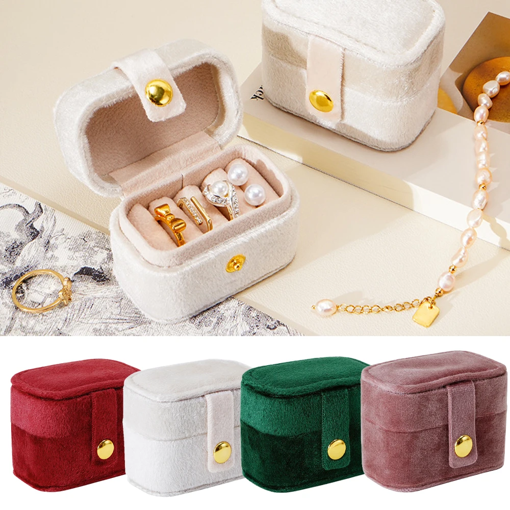 

Velvet Leather Small Travelling Jewelry Box Ring Earring Mini Storage Organizer Case Trinket Necklace Display Holder Containers