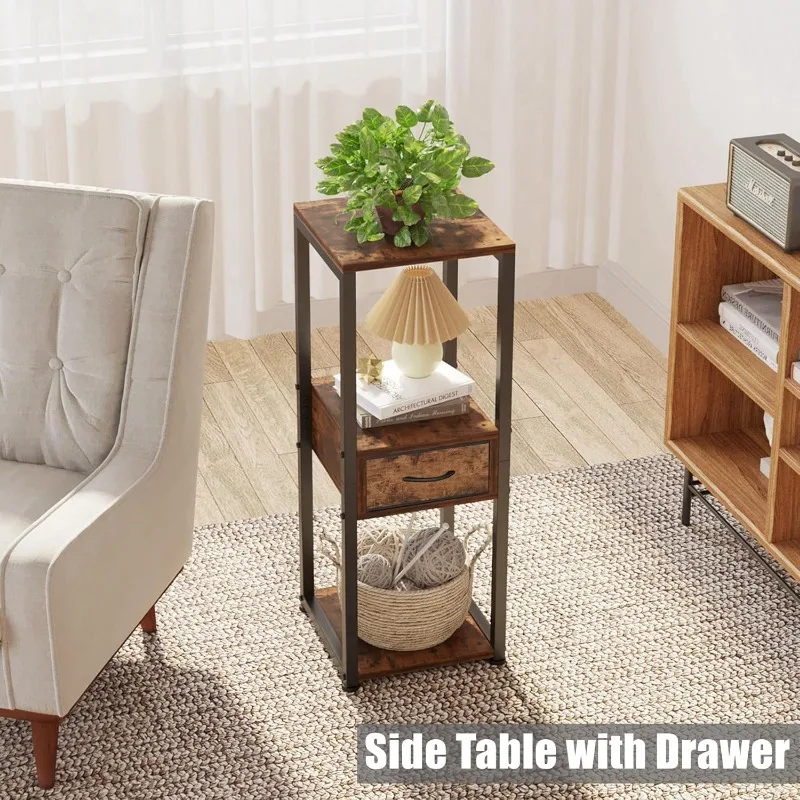 Tall Plant Stands Indoor, 3 Tier Plant Table with Fabric Drawer , Corner Stands for Indoor Plants Multiple