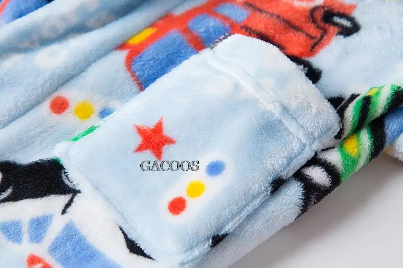 Boys Girls Cartoon Unicorn Flannel Hooded Bathrobe Autumn Winter Kids Warm Thicken Sleepwear Robe Children's Bath Robe for Kids