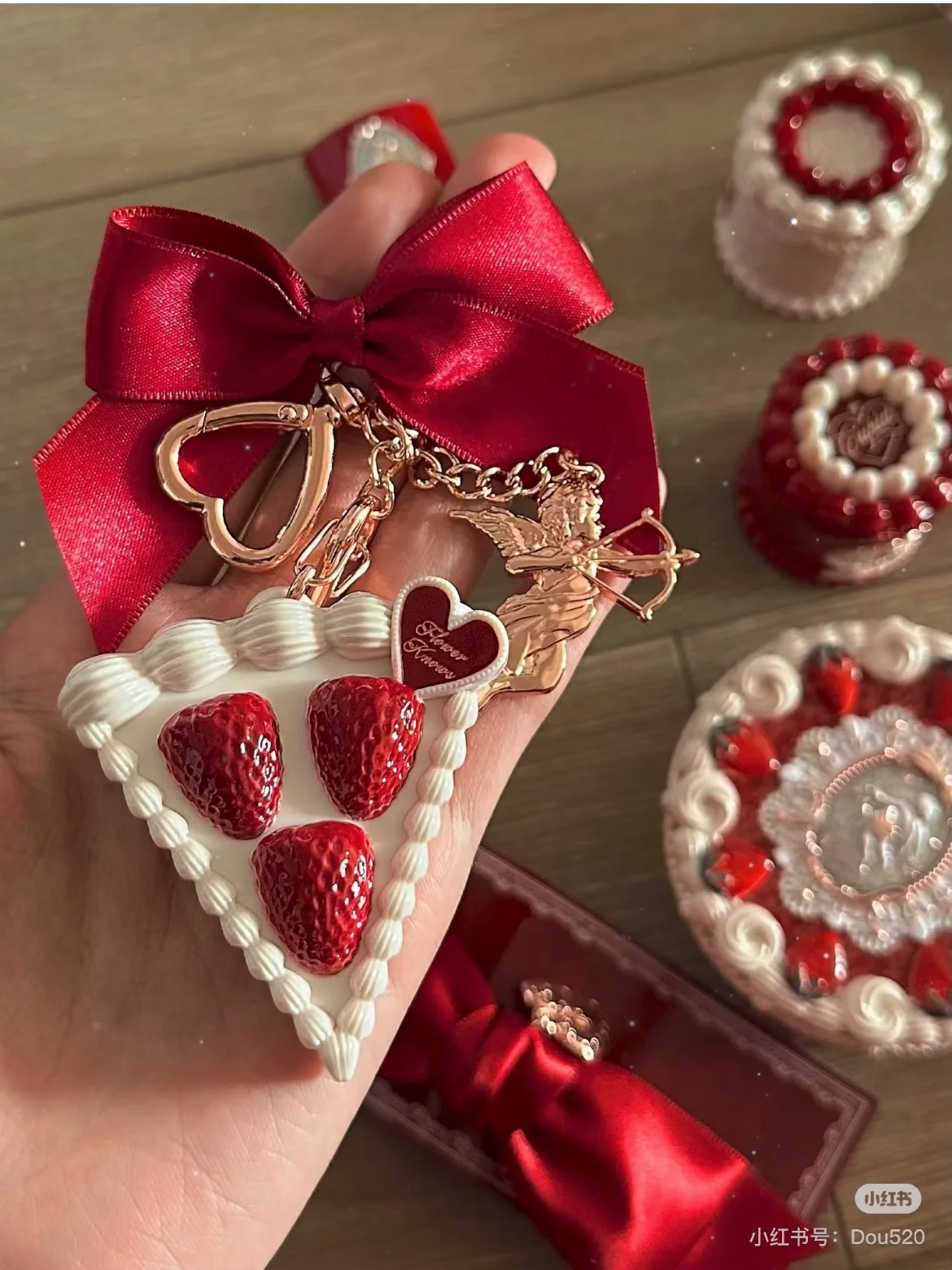 Makeup Mirror Magnifying Mirror Hand Holding Mirror Flower Know Strawberry Cupitt Mini Mirror Red Mirror Balm Pendant