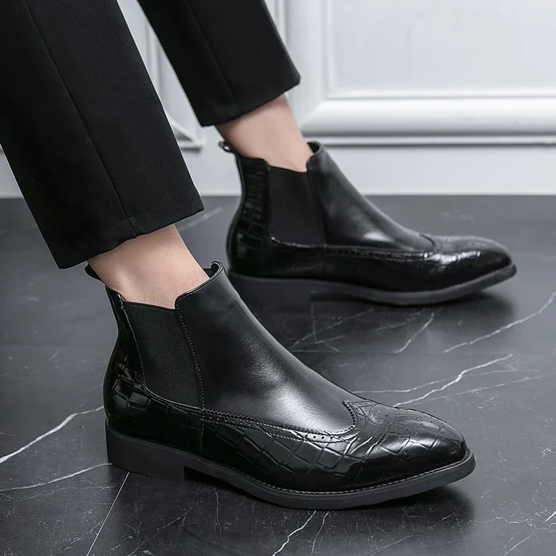 Men  New British Casual Vintage Short Boots Round Head Non Slip Breathable Black  Sizes 38-46 Male Boots