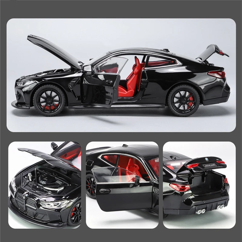 1:24 M4 G82 Coupe Alloy Sports Car Model Diecasts Metal Vehicles Car Model Simulation Sound Light Collection Chlidrens Toys Gift 4