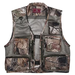 Summer Waterproof Quick-Dry Fishing Vest with Multi-Pocket Design - XXXL (Leaf Camouflage)