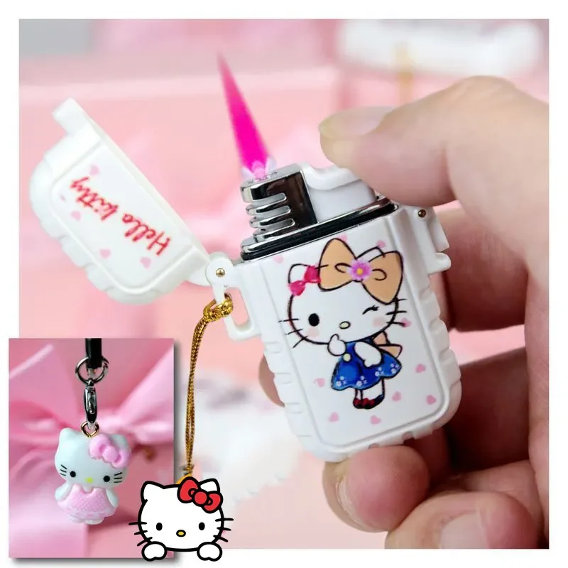 Hello Kitty Windproof Lighter Sanrio Waterproof Detachable INS Portable Mini Slim Cigarette Lighters Girl's Gift windproof lighter