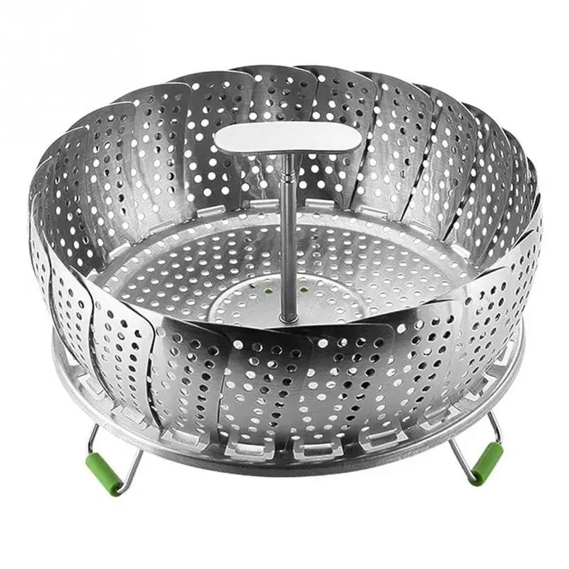 

9/11 inch Stainless Steel Steaming Basket Folding Mesh Food Vegetable Pot Steamer Expandable Kitchen Tool Basket Cooker