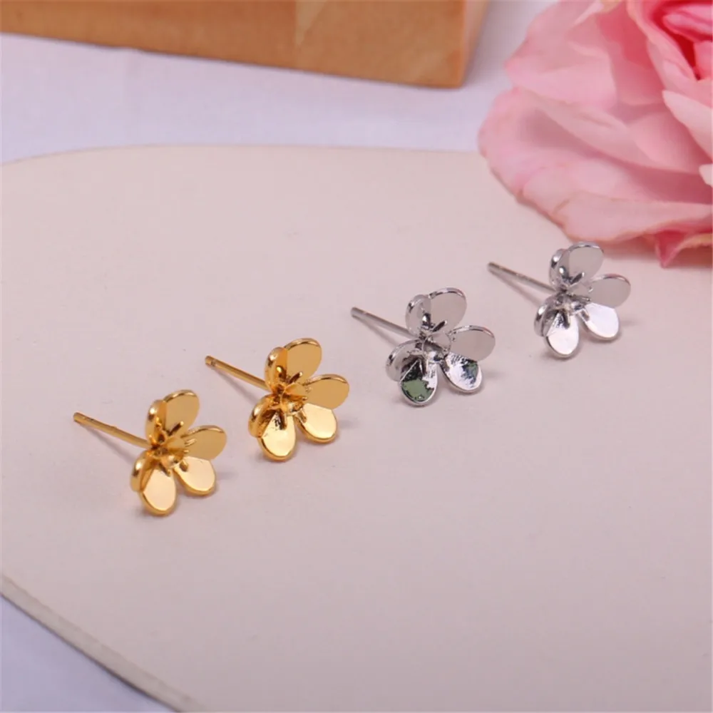 Domestic Copper 14K Gold Wrapped S925 Silver Pin Earrings Simple Lucky Grass Stud Earrings Pearl DIY Accessories Women's Jewelry 2023 new earrings silicone mold diy making lucky grass beer earrings decorative tools uv epoxy resin mold jewelry crafts