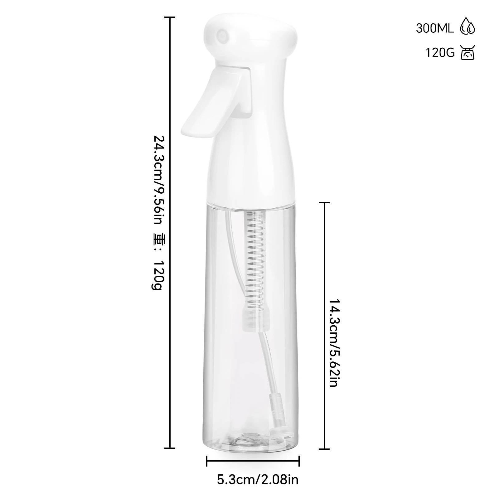Continuous Mist Refillable Hair Spray Bottle - 300/200ml Capacity
