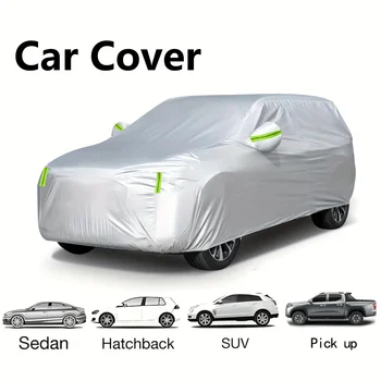 Car Cover Protection Outdoor Exterior Sun Snow UV Winter Summer SUV Sedan Auto Sunshade Dustproof Waterproof Black Silver 1