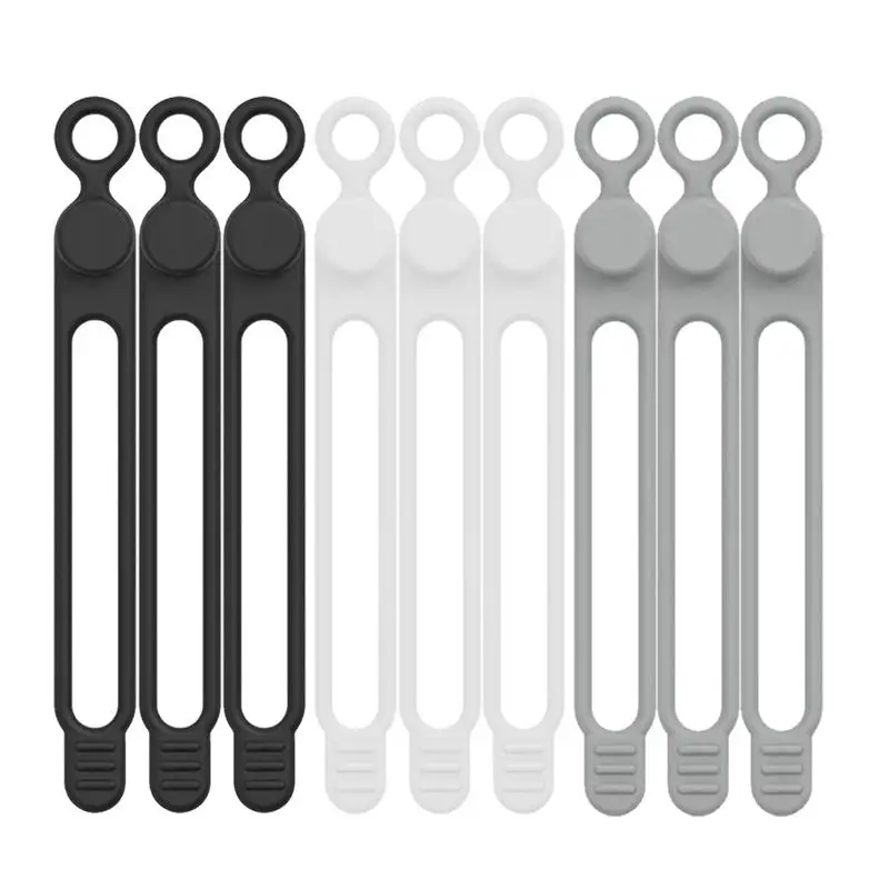 10Pcs Cord Ties Silicone Cable Wire Ties Buckle Design Reusable Soft Data Cord Wraps For Earphone Wire USB Charging Cable