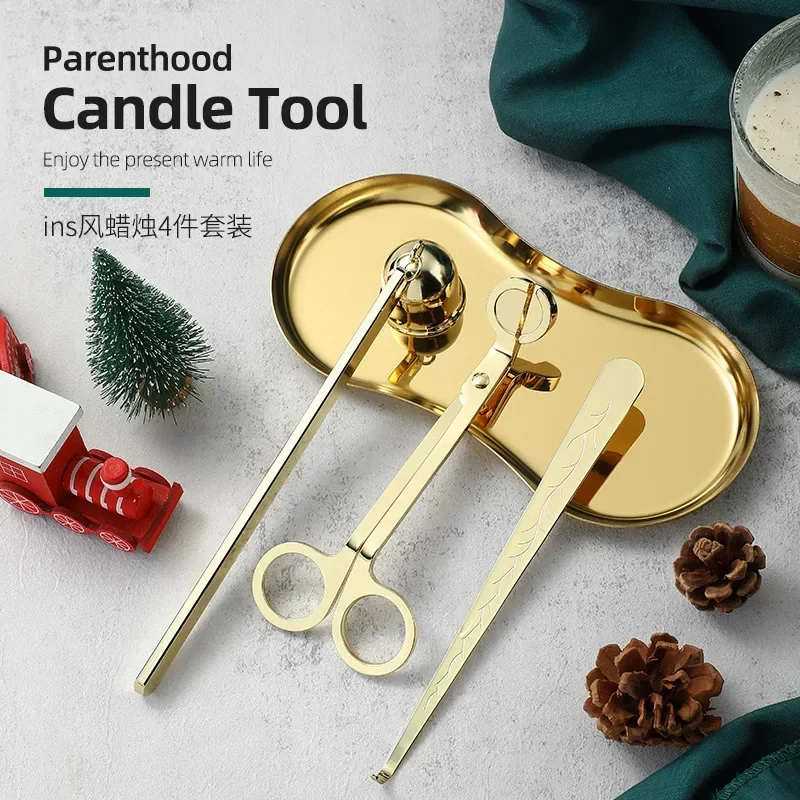 

Creative Practical Aromatherapy Candle Tool Three piece Set of Candle Extinguishing Tools Stainless Steel Cutting Cover Set