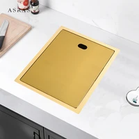 Cover Hidden Gold Nanometer kitchen Bar Counter Sink 304 Stainless Steel Handmade Single Small Size Kitchen Sinks 2