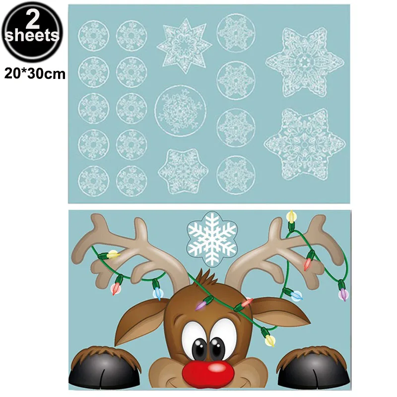 thumbnail image 1 of Pegatinas para ventana de Papá Noel navideño, calcomanías para vidrio, calcomanías navideñas, decoración navideña, muñeco de nieve, copo de nieve, decoraciones navideñas para ventanas, 1 of 5