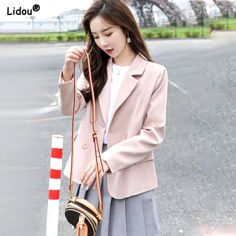 Blazers Intellectual Notched Loose Pockets Button Solid Color Office Lady Fashion Casual Women's Clothing 2023 Spring Summer intellectual tops notched simplicity solid color straight blazers office lady casual spring summer thin women s clothing fashion