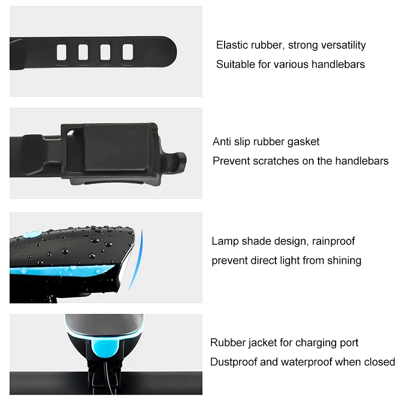 7588 Speaker Bicycle Light USB Led Waterproof With Horn Mountain Bike Dark Night Outdoor Riding Headlight bike front light