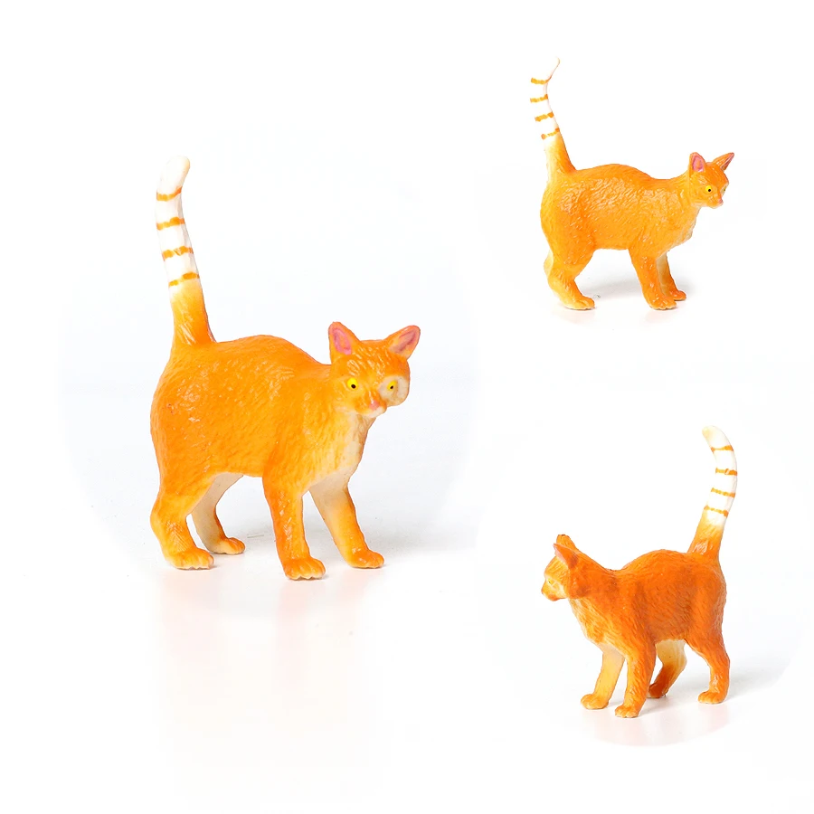 12 pezzi mini figurine di gatti set di modelli grigio e arancione