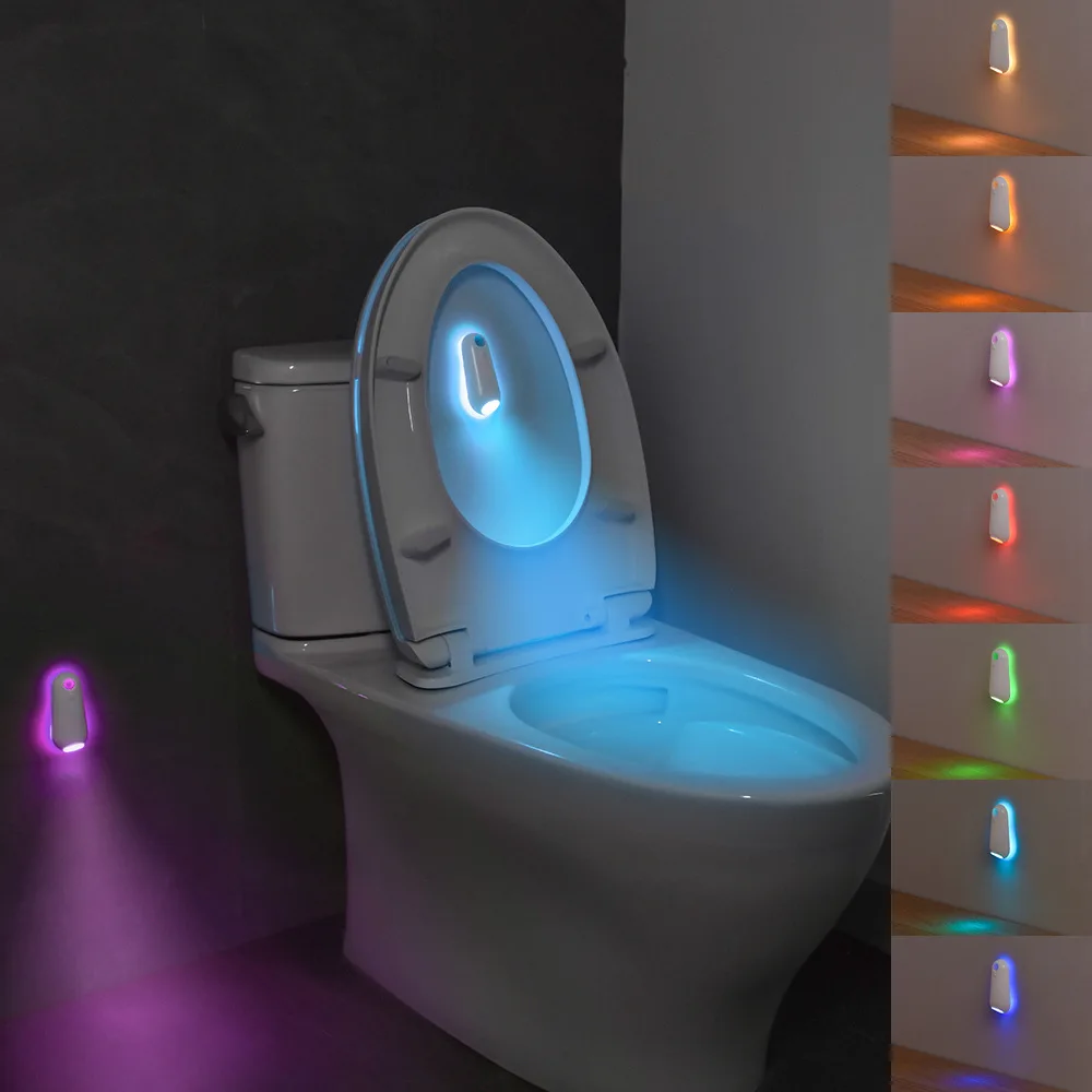 Smart Motion Sensor Night Light LED Projector Toilet Lights USB Rechargeable Colorful Foot Lamp Wall Lamp for Bathroom Corridor