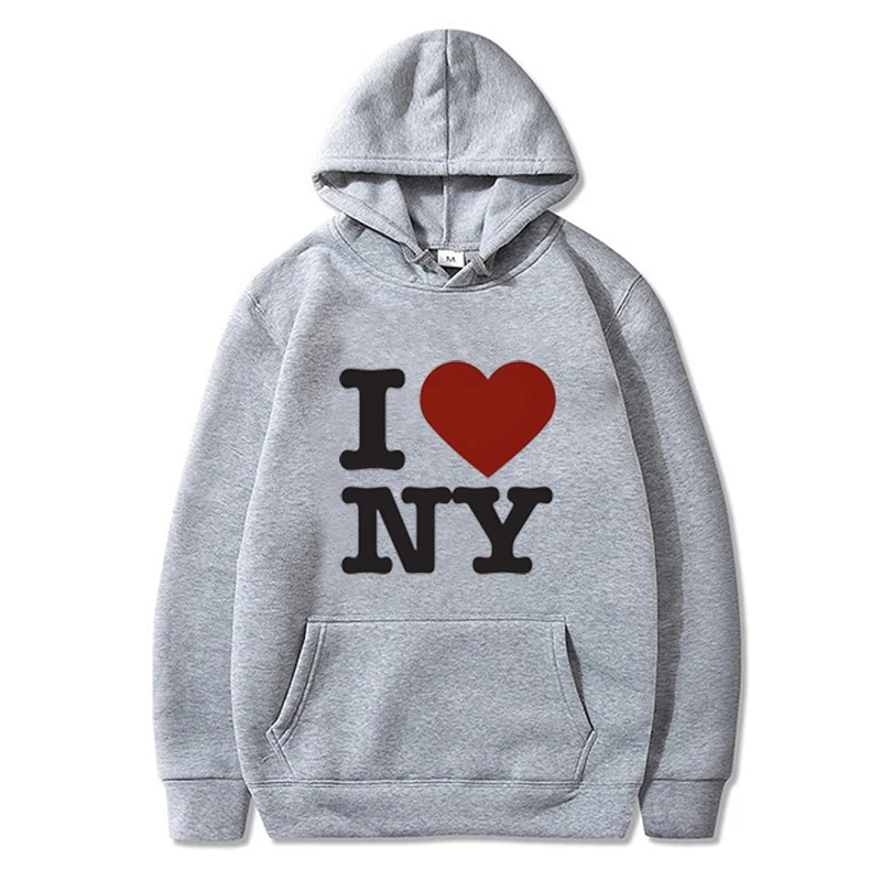 Red Heart I Love New York Hoodie Oversize Y2k Vintage Grunge