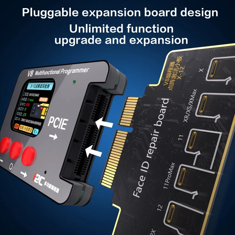 i2C V8 다기능 프로그래머 Face ID 수리, iPhone X부터 17 Pro Max까지 분해 없이 사용 가능