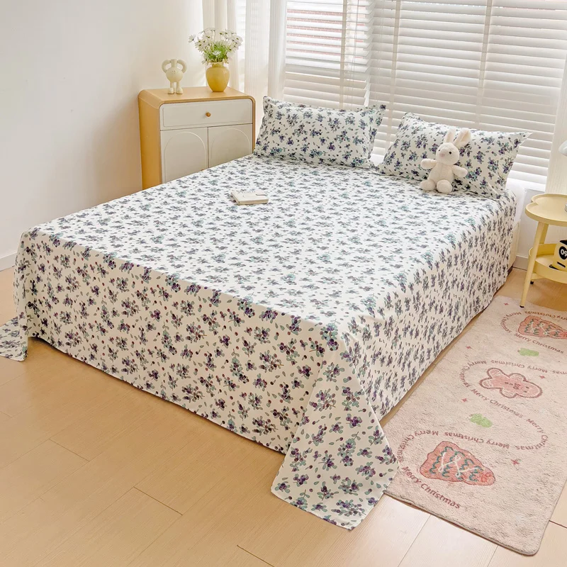 Flat Bed Sheets Plaid Soft Washed Universal Nordic Style Antibacterial Non-slip Thickerskin-friendly Twin Queen Full Size Adults 2