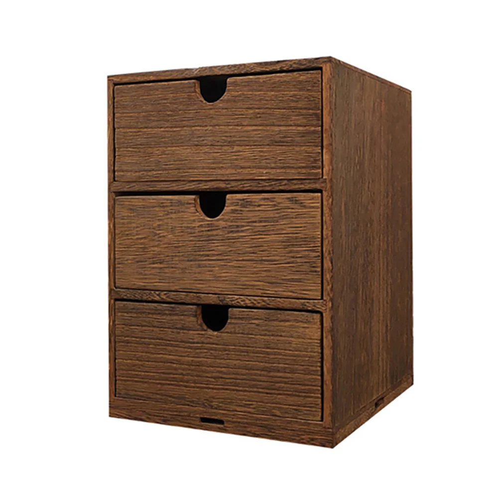 

Wooden Multi-layer Storage Case Desktop Drawer Style Sundry Sorting Box (Brown)