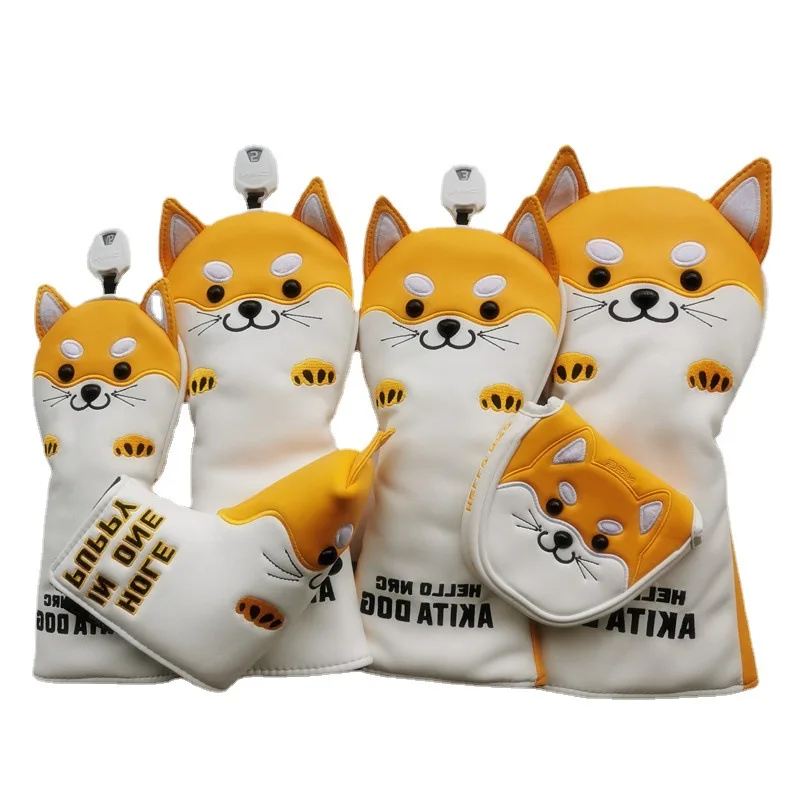 

Головной убор Akita для игры в гольф с изображением собаки, деревянный гибридный защитный чехол для клюшки с лезвием из мультфильма, кожаный защитный чехол для клюшки в гольф-клуб, набор аксессуаров 460cc