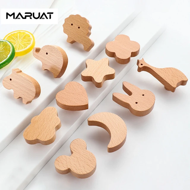 Tiradores nórdicos con forma de Animal para armarios, pomos de madera para  cajones, seguridad para niños, con tornillos, tiradores para puertas y  muebles - AliExpress