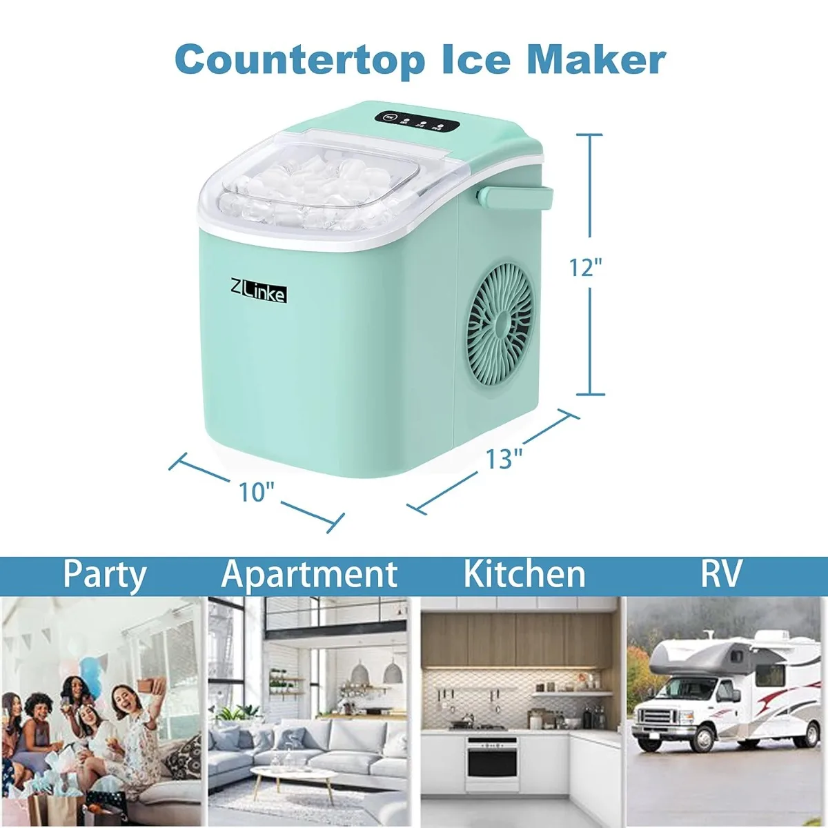 Countertop Ice Maker, Ice Maker Machine 6 Mins 9 Bullet Ice, 26.5