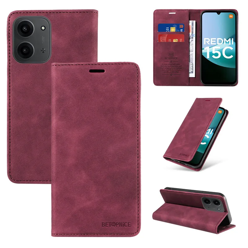 Enhanced Leather Wallet Flip Card Holder Anti-Theft Phone Case