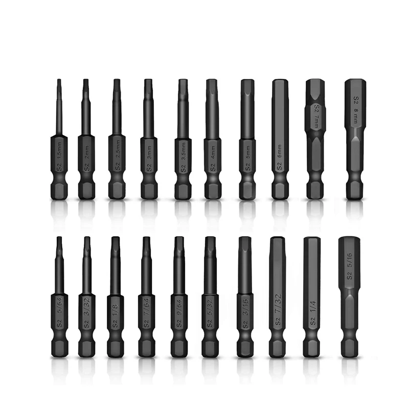

Набор отверток 1/4 "1,5-8 мм, 10 шт., 5/64-5/16 дюймов, Imperial шестигранные наконечники отвертки, набор головок отвертки