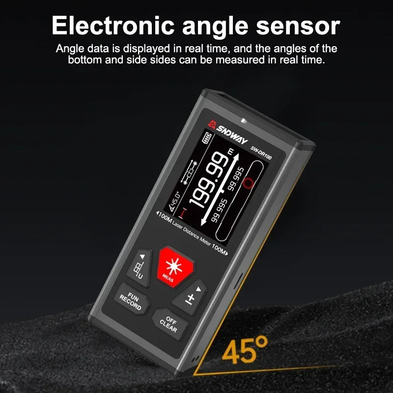Laser rangefinder Distance meter Sndway Bilateral Laser Distance Meter 200m Dual Laser Digital Rechargeable Measure Tool