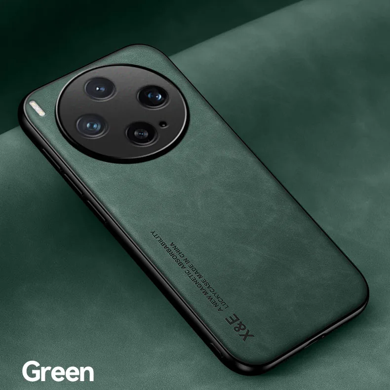 Leather Phone Case with Metal Plate Support and Car Holder Compatibility