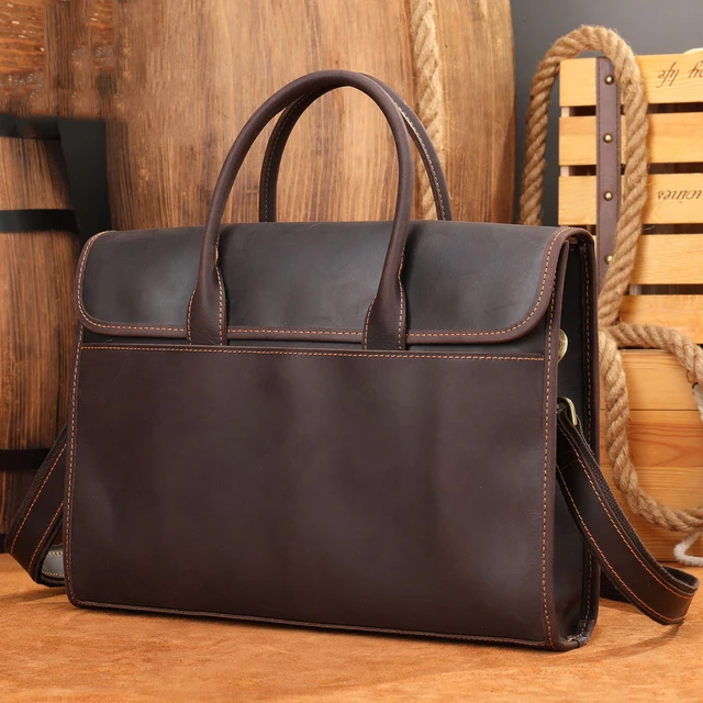 Mens Genuine Leather Laptop Bag | Leather Briefcase Bags Men - Genuine Leather  Men - Aliexpress