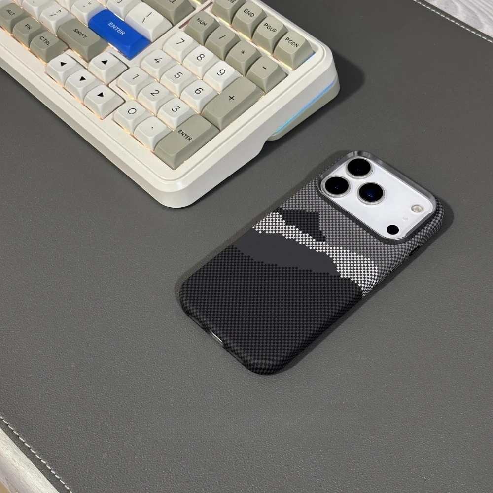 Korean Style Magnetic Carbon Fiber Texture Phone Case with Camera Lens Protection
