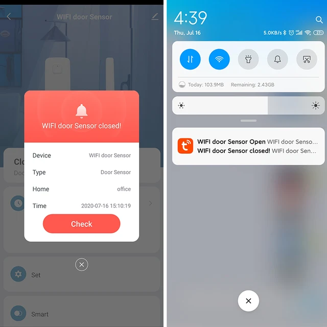 Tuya Smart WiFi Door Sensor Open Close Detector Smartlife App Control Notification Compatible with Alexa Google Home 4