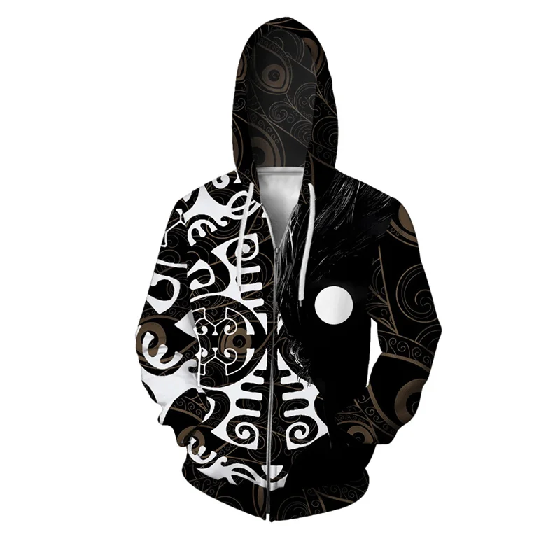 thumbnail image 1 of Sudadera con capucha y cremallera con estampado de tigre para hombre, con personajes de dibujos animados, estampado 3D, de manga larga, informal, holgada, 1 of 4