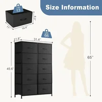 Dresser for Bedroom, Tall Storage Drawers, Fabric Storage Tower with 10 Drawers, Chest of Drawers with Fabric Bins, Sturdy Metal 2