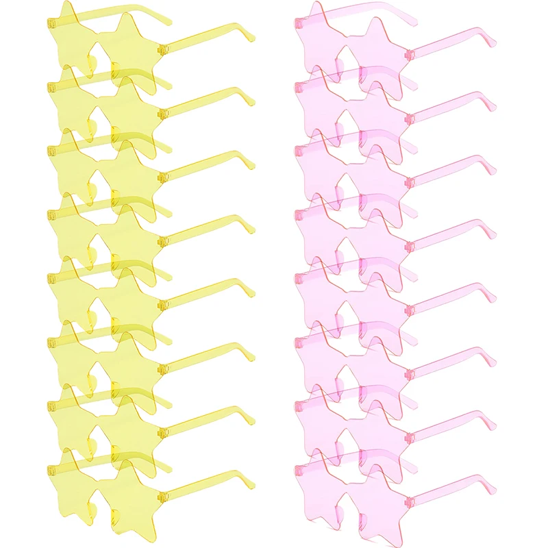 KAMMPT 16 Pairs Per Set Rimless Star Shaped Sunglasses Fashion Cute Candy Color Rave Shades Trendy Beach Vacation Sun Glasses 2