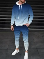 Dégradé de couleur 3D imprimé sweat à capuche costume hommes sweats à capuche pantalons de survêtement décontracté mode deux pièces survêtement ensemble homme vêtements 1