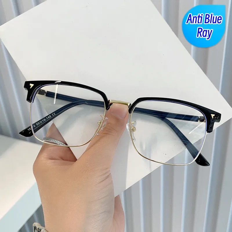 

Luxury Metal Frame Optical Spetacle Eyeglasses Anti-blue Light Computer Eyewear Fashion Clear Lens Plain Glasses