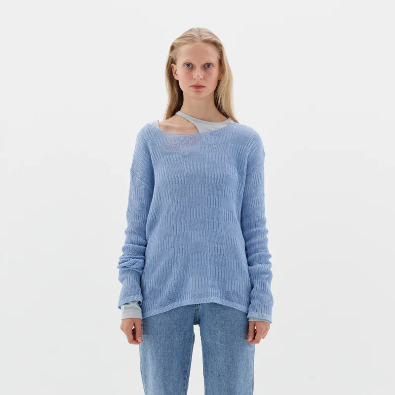 

Women's Knitwear 2024 Spring/Summer New Leisure Commute round Neck Drop Shoulder Long Sleeve Pullover Top