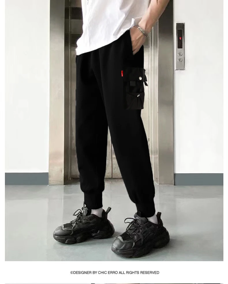 Description Picture 4 of itemWorkwear pants for men's summer thin quick drying oversized sanitary pants with loose sports ties and cropped casual men's pants