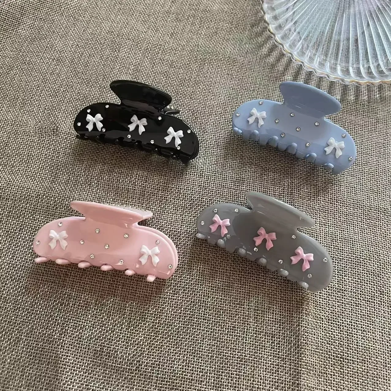 Cute Bow Flower Hair Claw for Women & Girls - Y2K Bowknot Ribbon Crab Clip, Fashion Shark Hair Clips Accessories Tocado  핀