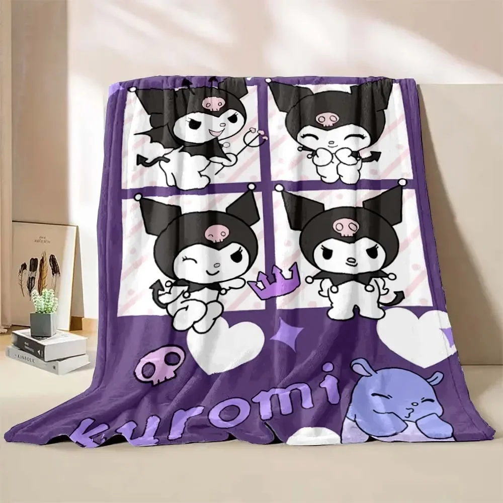 6 Sizes Warm Soft Sanrio Kuromi Custom Blanket Fluffy Children and Adults Sofa Plush Bedspread Throw Blanket for Sofa Bed 3