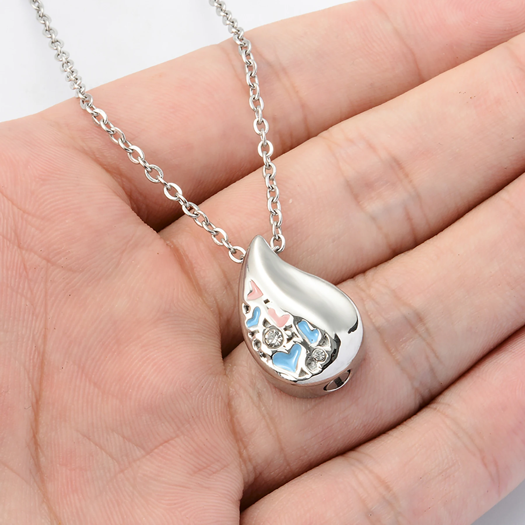 Collana Urna Commemorativa A Goccia D'Acqua In Acciaio Inox 316L: Gioiello Per Ceneri Personalizzabile Con Incisione - Ricordo Per Sempre