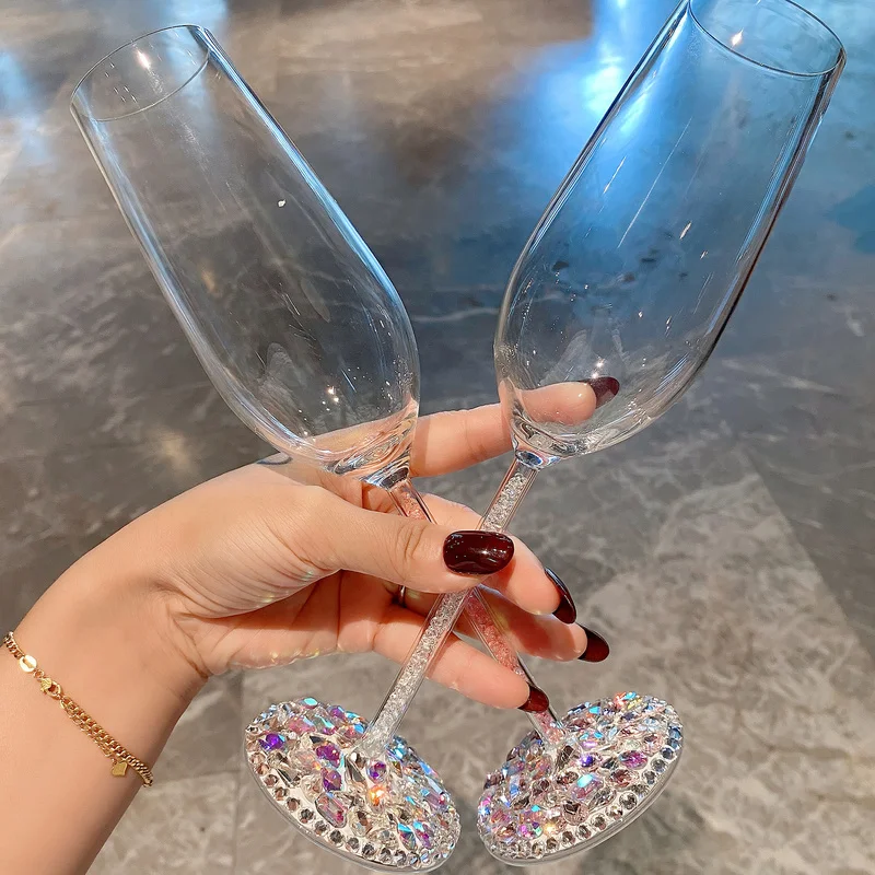 JINYOUJIA-Waltz Spin Crystal Red Wine Glass, Diamond Glass Goblet,  High-Grade Detachable Metal Rod, Black Bottom Rotate Goblet - AliExpress